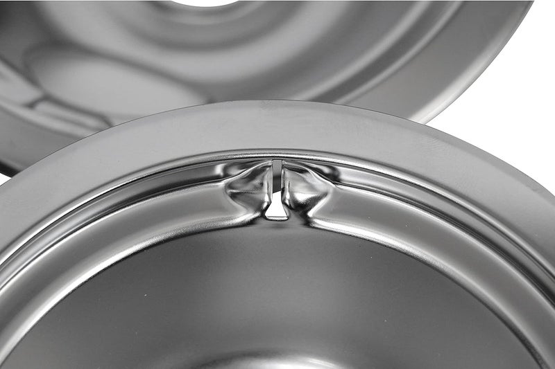 Kitchen Basics 101 : Made in the USA 4 Pack (2) 6" and (2) 8" Chrome Burner Drip Pan Bowls Replacement for GE GE68C - Image 3